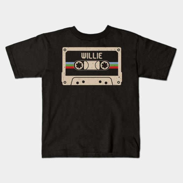 Willie Vintage Cassette Tape Kids T-Shirt by Horton Cyborgrobot